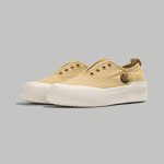 Beige Canvas Slip-On Platform Sneakers with Tiger Crest