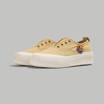 Beige Suede Slip-On Platform Sneakers with Colorful Tiger Embroidery